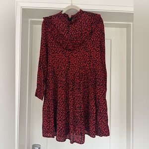 Zara Red and Black Patterned Dress